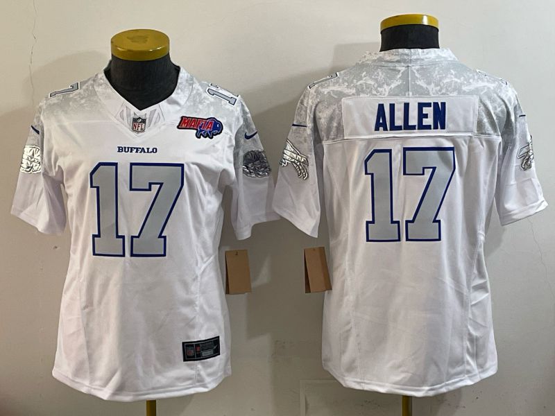 Women 2025 Buffalo Bills #17 Allen white 5th generation Throwback Nike Limited NFL Jersey style 004->women nfl jersey->Women Jersey